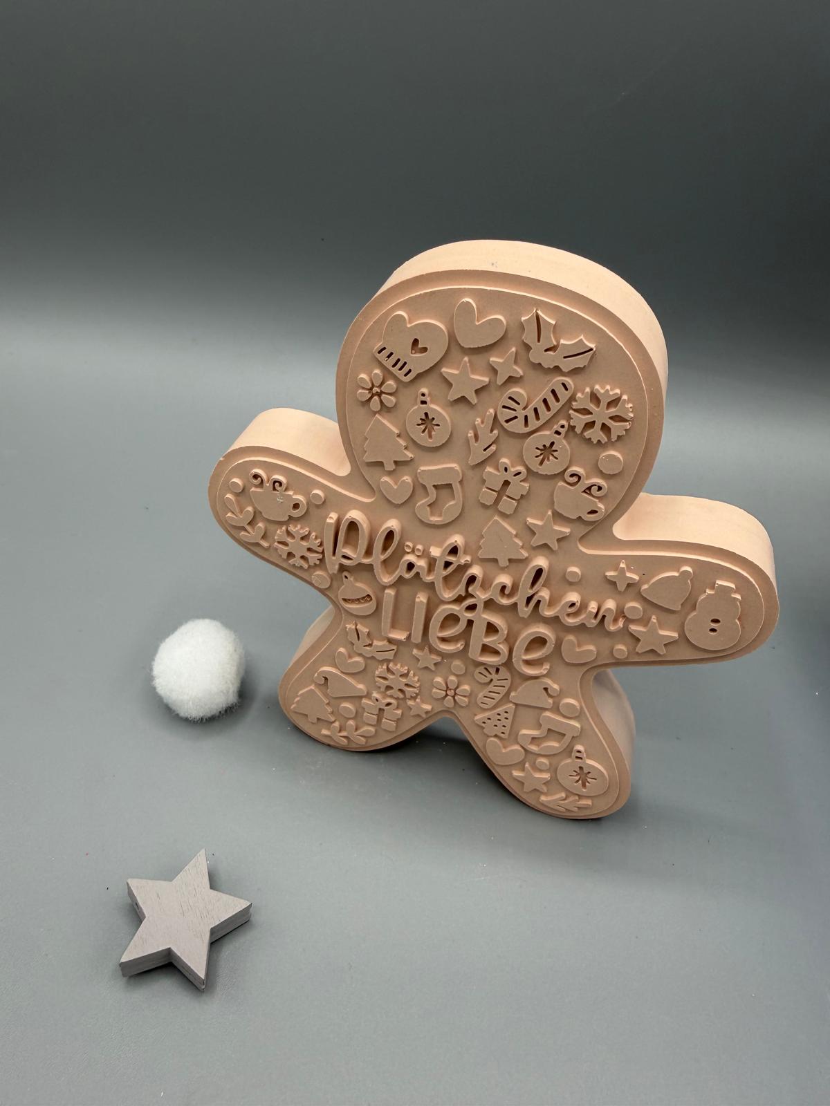 Weihnachtsdeko „Plätzchen Liebe“ – Lebkuchen Dekofigur, handgemachte Winterdekoration