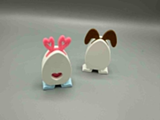 Oster-Deko: Eier-Häschen mit Schlappohren oder Herz-Antennen – Farbe wählbar