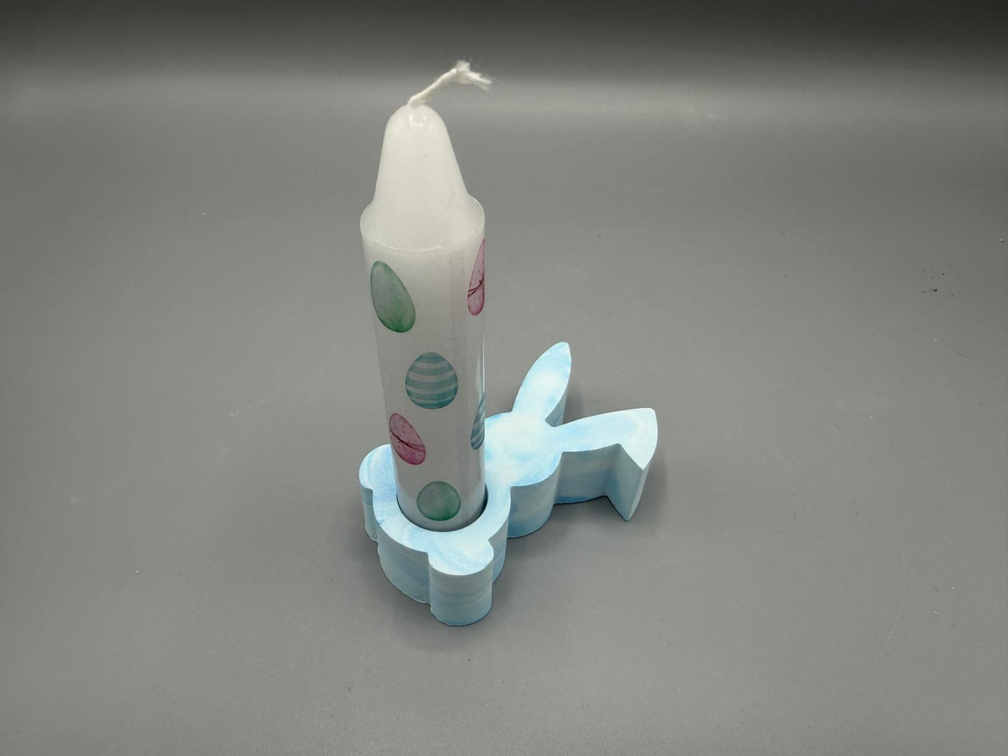 Kerzenhalter "Osterhase" mit Kerze – Marmoriert & Modern