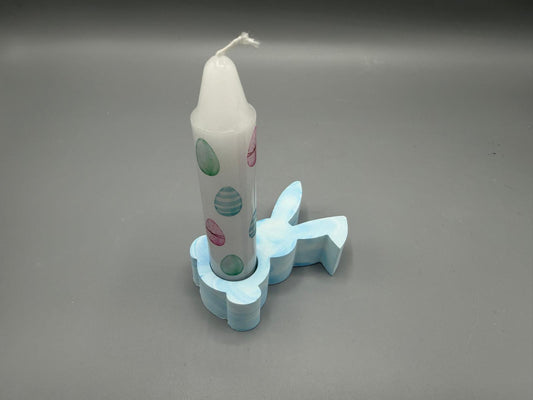 Kerzenhalter "Osterhase" mit Kerze – Marmoriert & Modern